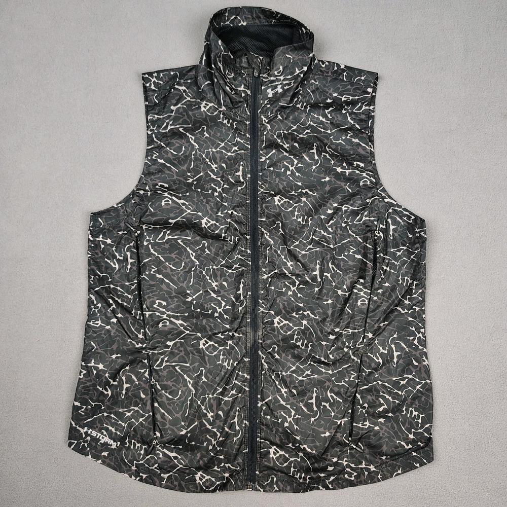 Under Armour STORM Vest Women XL Black Camo Water Repel Running Reflective Vent
